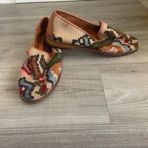 Vibrant Multi-Colored Slip-On Flats with Tapestry Design